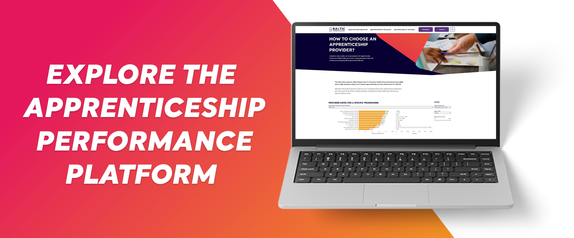 Compare apprenticeship provider performance data